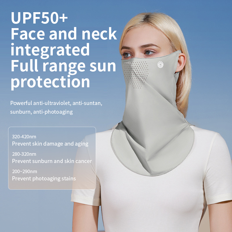 New Summer Sun Protection Mask - Breathable & Heat Dissipating, UV Protection with Neck Guard. Ice Silk, Ear-Hanging Style