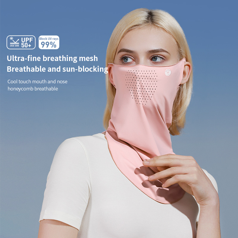 New Summer Sun Protection Mask - Breathable & Heat Dissipating, UV Protection with Neck Guard. Ice Silk, Ear-Hanging Style