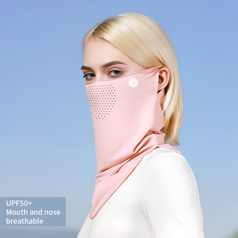 New Summer Sun Protection Mask - Breathable & Heat Dissipating, UV Protection with Neck Guard. Ice Silk, Ear-Hanging Style