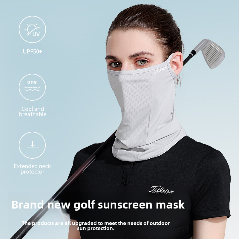 Women's Icy Silk Sun Protection Face Shield. Thin. Anti - ultraviolet. For Cycling and Neck Protection. Golf - friendly. Ear - loop Style. Covers Face. Veil - like.