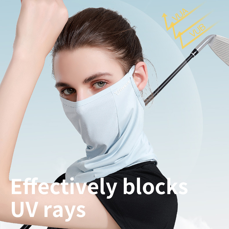 Women's Icy Silk Sun Protection Face Shield. Thin. Anti - ultraviolet. For Cycling and Neck Protection. Golf - friendly. Ear - loop Style. Covers Face. Veil - like.