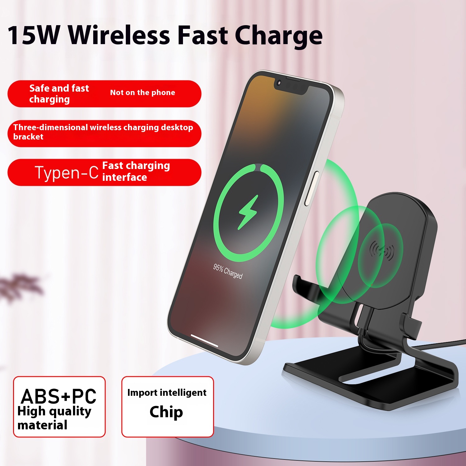 Mobile Phone Bracket 15w Wireless Fast Charging for Apple 15 Android Huawei Wireless Charger