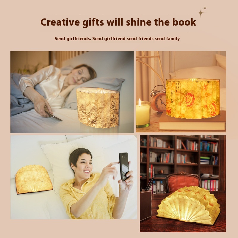 Book Lamp Dragon Boat Festival Gift Atmosphere Internet Celebrity Decorative Screen Folding Creative Gift Mid Book Lamp