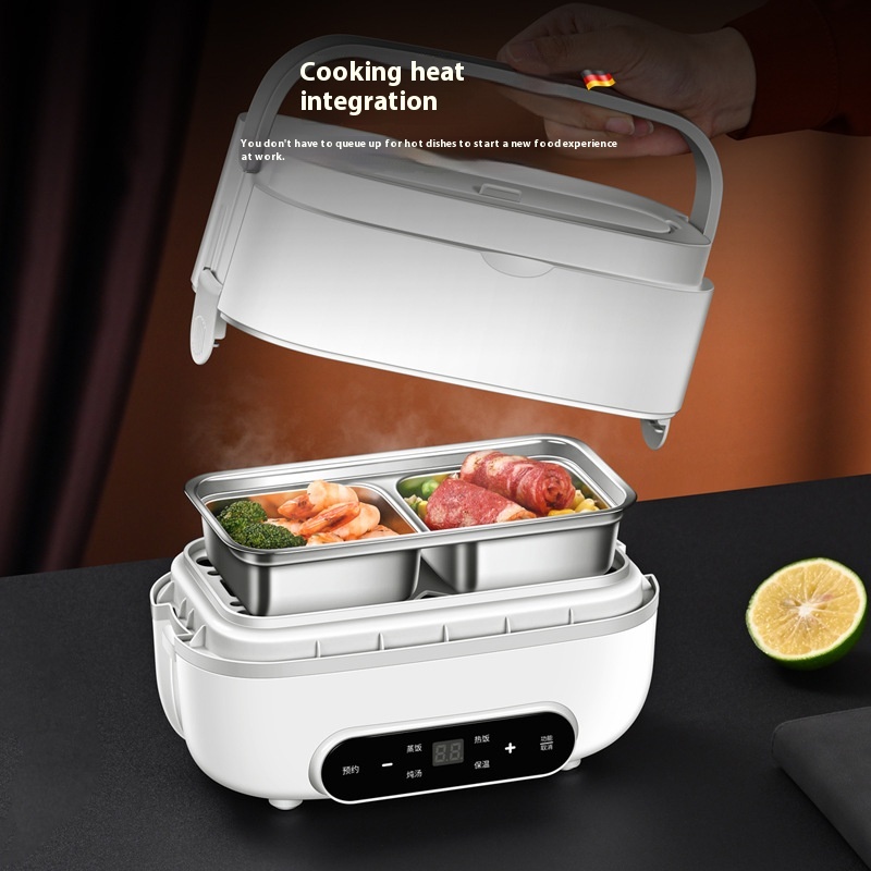 Double-layer insulated electric lunch box office worker heating lunch box plug-in water-free intelligent reservation cooking breakfast machine