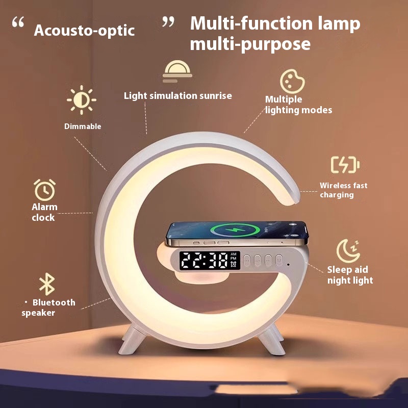 Big G Small G Bluetooth Audio Colorful Lighting Clock Alarm Clock Wireless Charging Multifunctional Bluetooth Speaker