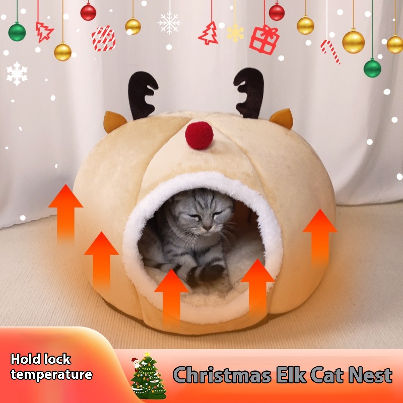 cat Christmas Internet celebrity cat nest thickened cat Nest winter warm fully closed puppet cat nest sleeping nest