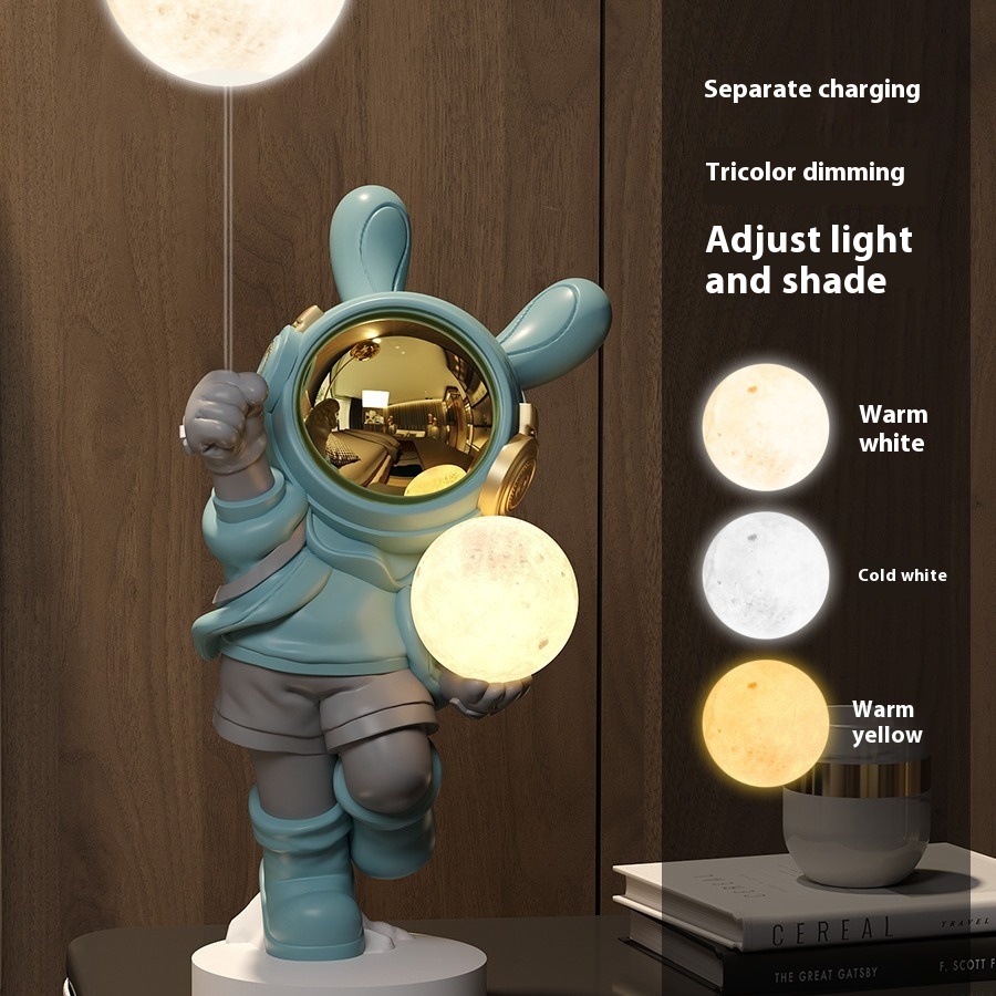 High-end Light Luxury Astronaut Ornaments Home Decorations Living Room TV Cabinet Soft-fitting Porch Trendy Space Rabbit