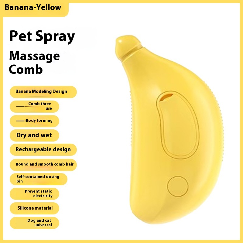 Pet Rechargeable Wash-Free Comb Cats and Dogs Pet Electric Spray Hair Removal Comb One-Button Spray Anti-Fly Hair Massage Comb