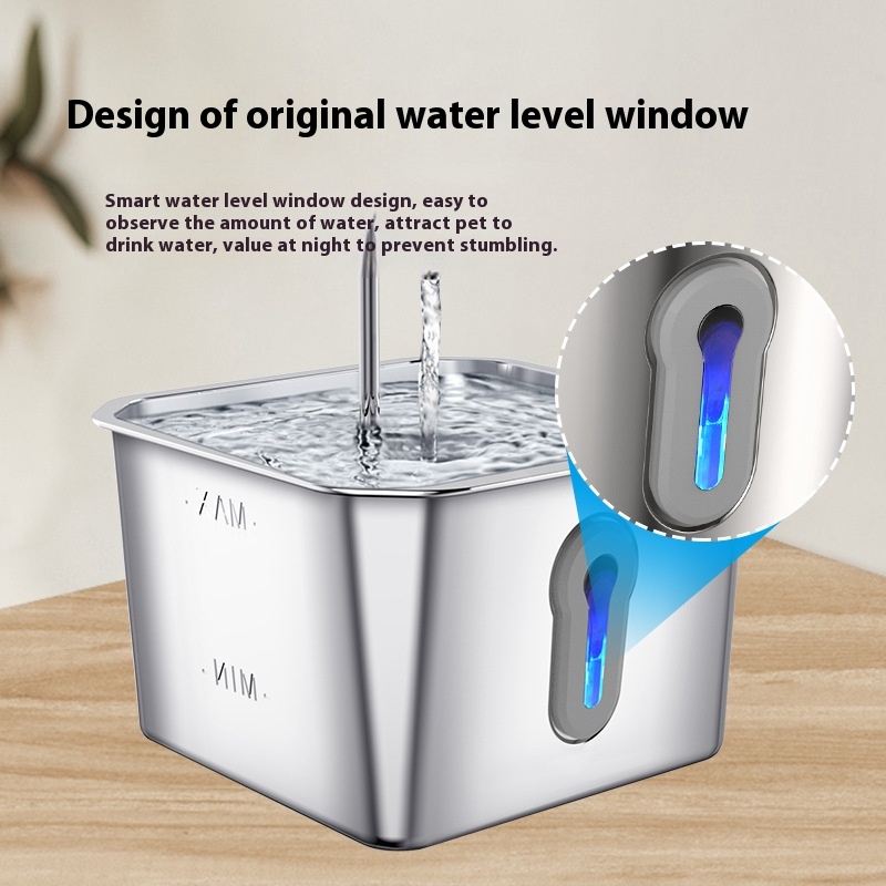 Pet water dispenser stainless steel cat water feeder automatic water circulation square water dispenser Asia cross-border hot new