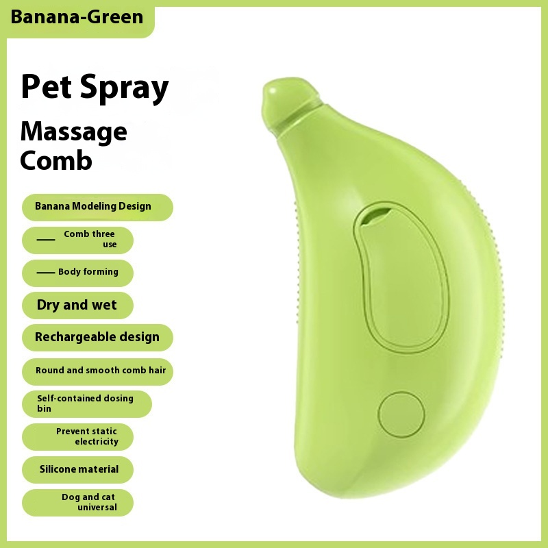 Pet Rechargeable Wash-Free Comb Cats and Dogs Pet Electric Spray Hair Removal Comb One-Button Spray Anti-Fly Hair Massage Comb