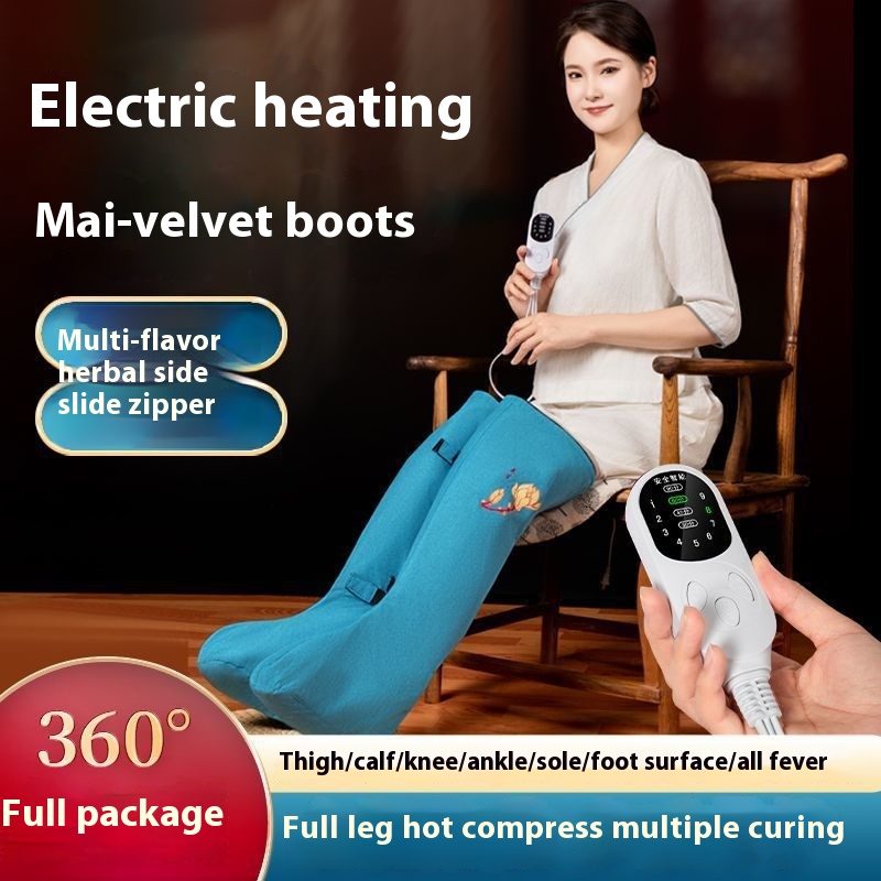 Electric heating moxa velvet boots moxibustion knee pad hot compress ankle protection old cold leg warm knee joint leg warm foot