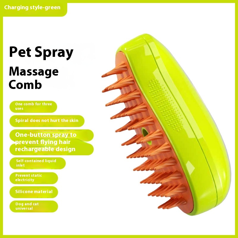 Pet Rechargeable Wash-Free Comb Cats and Dogs Pet Electric Spray Hair Removal Comb One-Button Spray Anti-Fly Hair Massage Comb