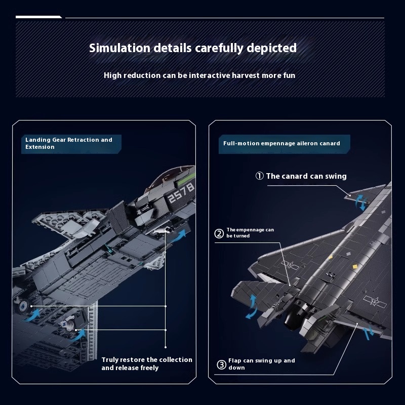 Little Luban B1186-87 J -35 J -20 Su -27 Su -57 Fighting helicopter Model Assembled Building Blocks Toy