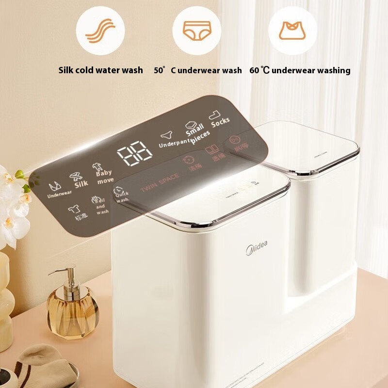 Midea Gemini underwear double barrel partition washing machine small automatic socks washing machine MNB7VA0E