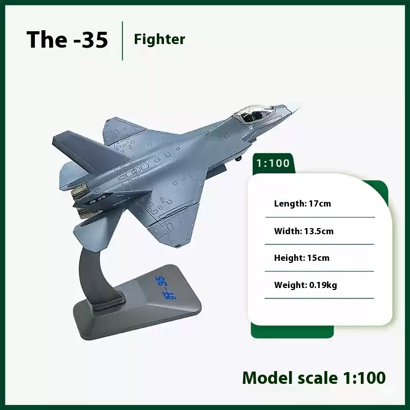 J-35 fighter jet model alloy simulation J35 carrier-based aircraft model military figurine veteran memorial collection