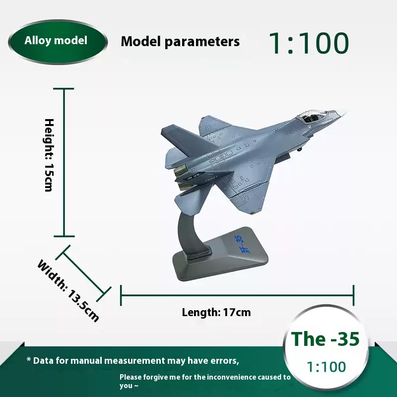 J-35 fighter jet model alloy simulation J35 carrier-based aircraft model military figurine veteran memorial collection