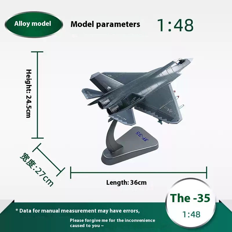 J-35 fighter jet model alloy simulation J35 carrier-based aircraft model military figurine veteran memorial collection