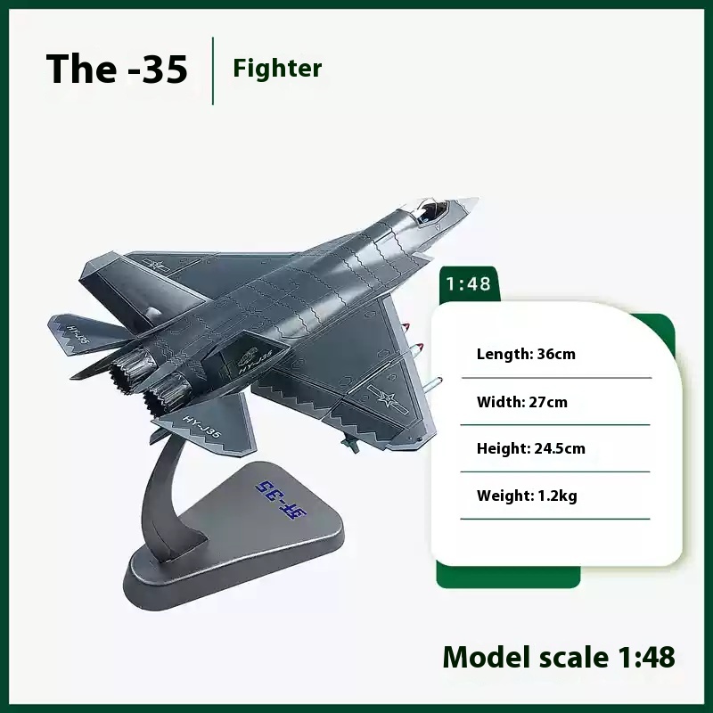 J-35 fighter jet model alloy simulation J35 carrier-based aircraft model military figurine veteran memorial collection