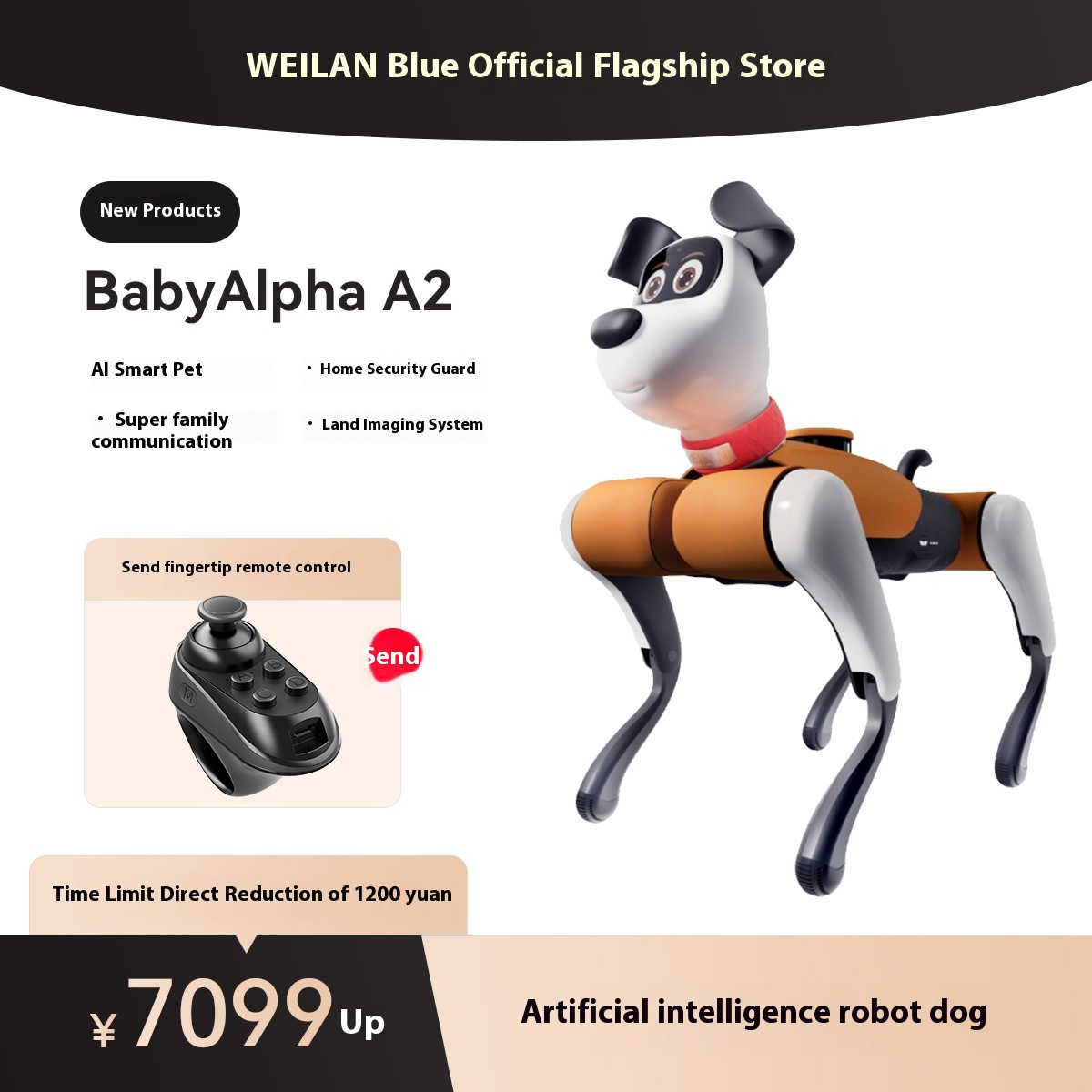 BabyAlpha A2 Series Azure Alpha Robotic Dog Artificial Intelligence Robotic Dog AI Robotic Dog