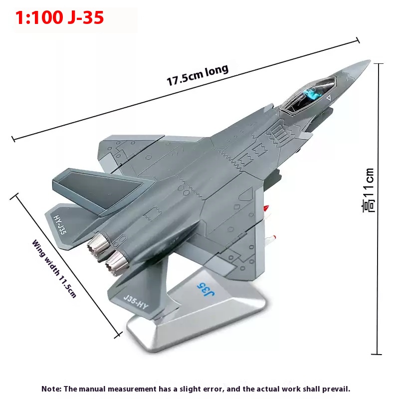 1:100 J-35 aircraft model alloy simulation military model ornament J-35 carrier-based fighter gift collection