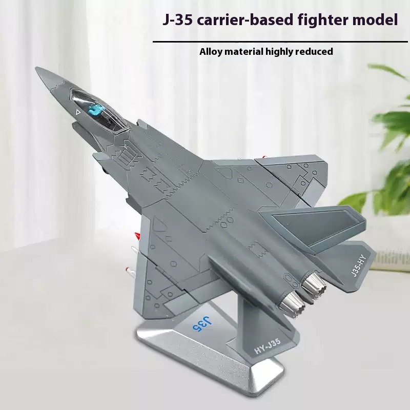 1:100 J-35 aircraft model alloy simulation military model ornament J-35 carrier-based fighter gift collection