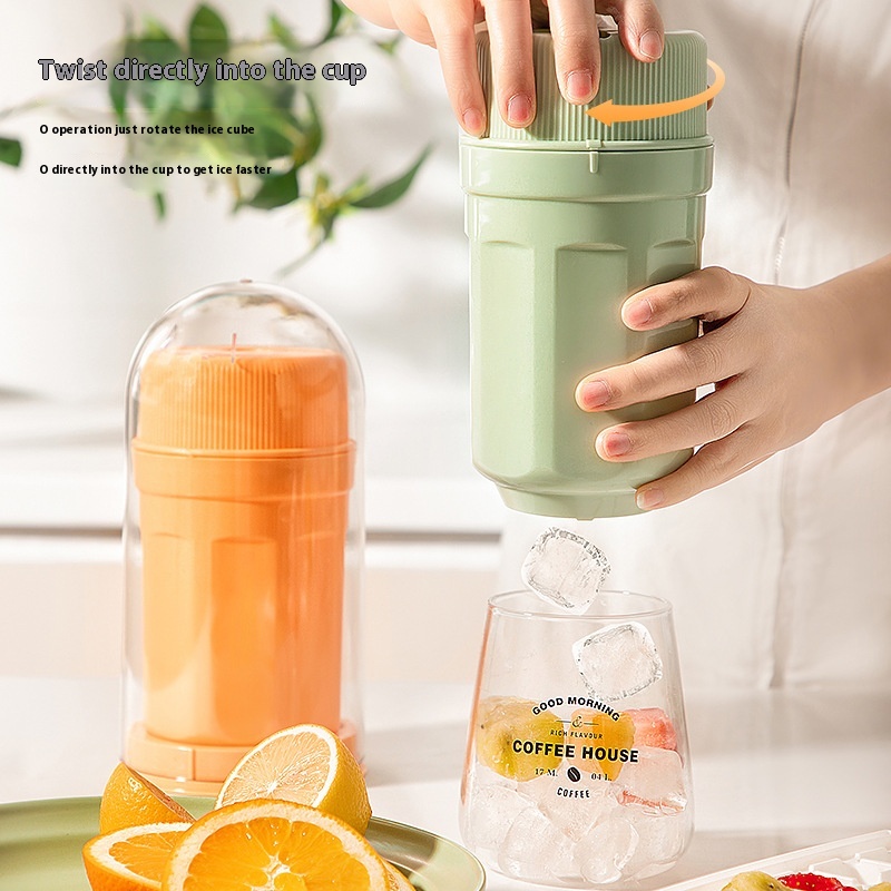 Creative Ice Grinding Tools Ice Maker Household Round Press-free Rotating Cup-in Ice-out Ice Box with Lid Ice Storage Box