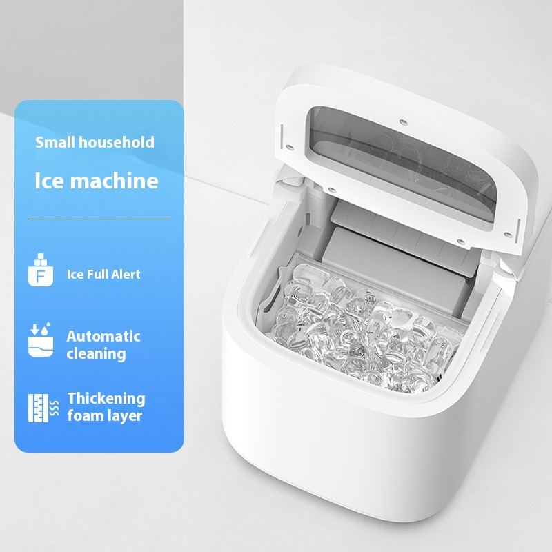 in stock Ice Maker Household Small Ice Cube Machine Water-adding Intelligent Silent Ice Mini Ice Machine Milk Tea Machine Commercial