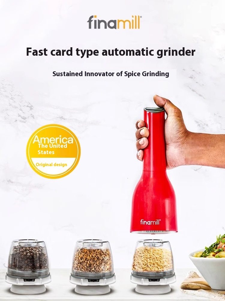 Finamill American Electric Spice Grinder Sea Salt Pepper Cumin Seasoning Mill Adjustable Coarseness Ultra-Fine