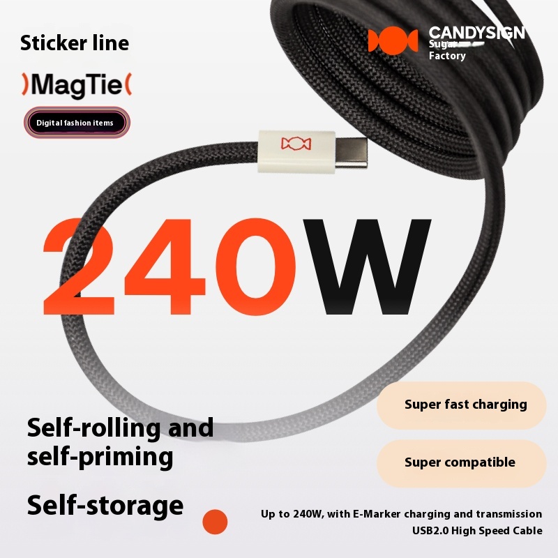 Sugar factory MagTie magnetic fast charging Type-C woven mobile tablet car charging data cable