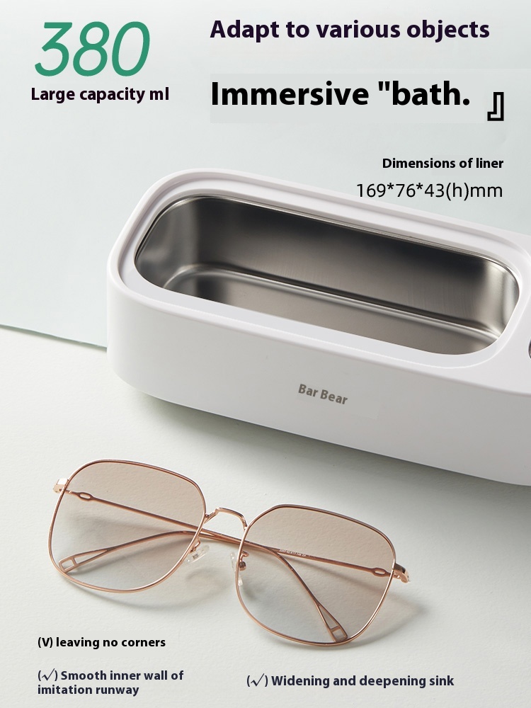 Little Bear Ultrasonic Cleaner for Glasses, Household Jewelry, Dental Appliances, Contact Lenses, Automatic Cleaning Device for Eyes