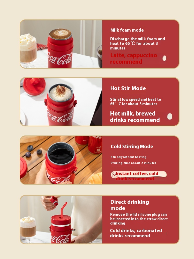 Coca-Cola multifunctional cup milk frother home milk frother electric whisk milk froth coffee cup boiling water cup