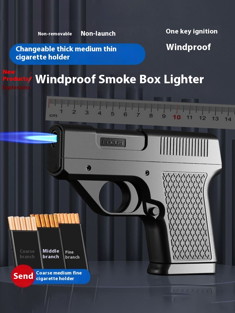 Pistol lighter cigarette case all-in-one windproof refillable durable popular trending creative gift for boyfriend 2024 new model