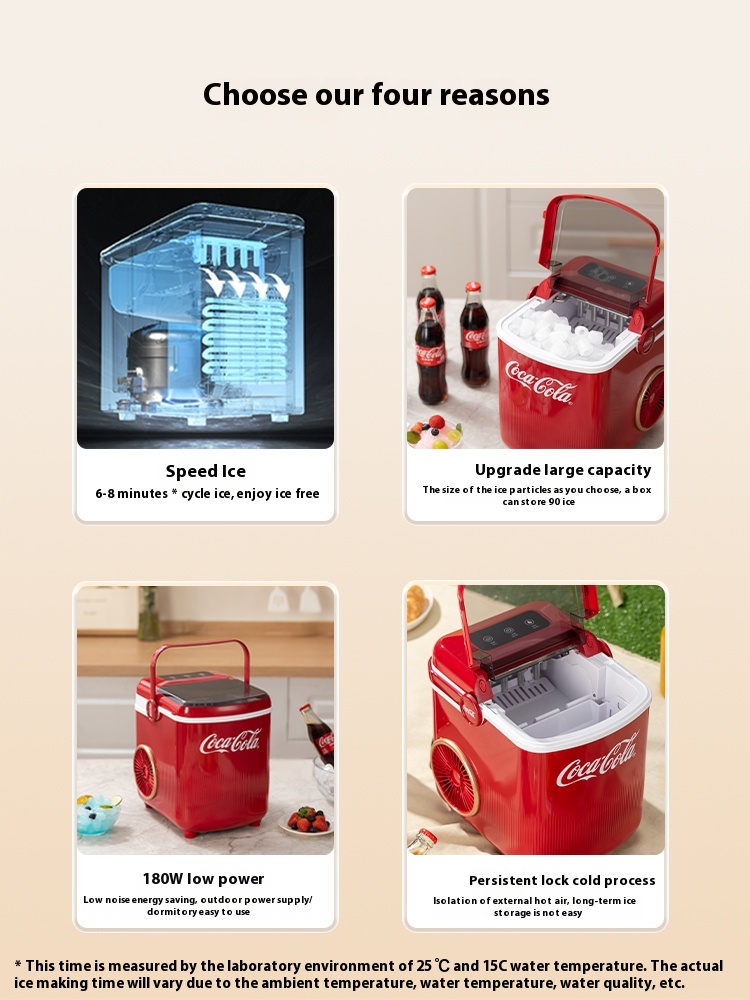 Coca-Cola Outdoor 10KG Home Mini Automatic Ice Maker for Dormitory Students