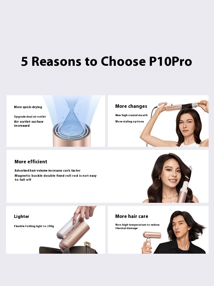 Wish P10 Pro Hair Dryer Portable Foldable Pocket Style Curling Straightening Electric Hair Dryer