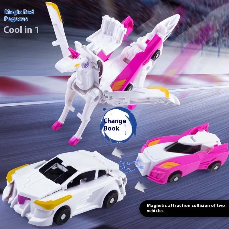 Unicorn fusion collision magical transformation sky wing Pegasus bouncing car magnetic transformation robot stress relief toy