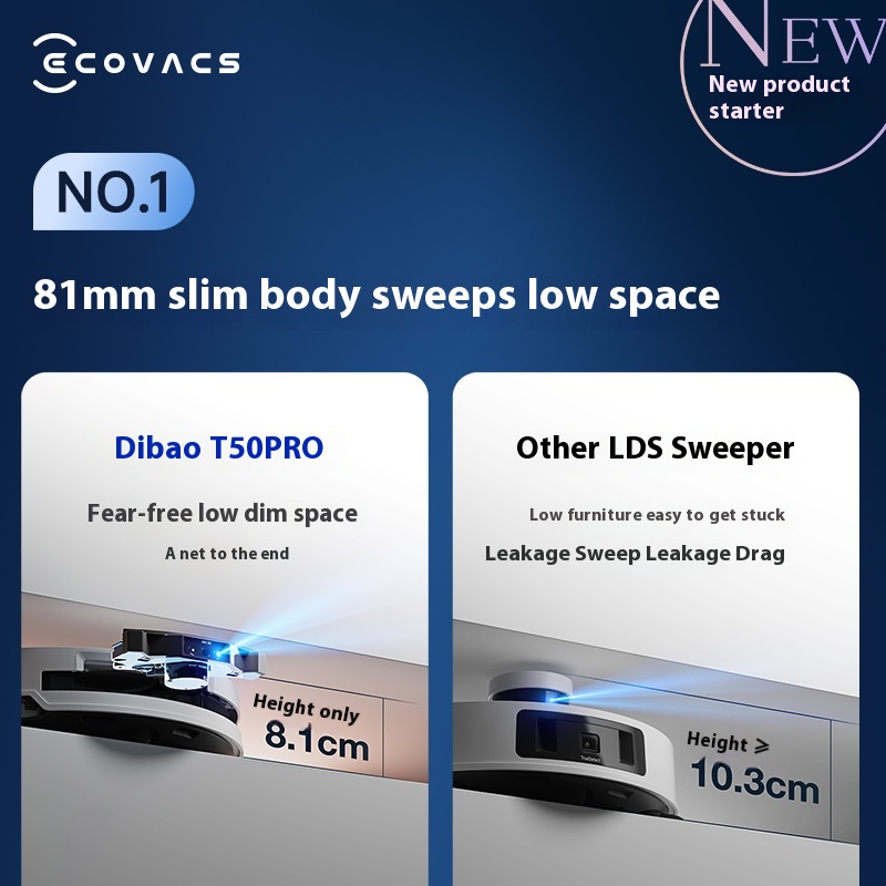 Ecovacs T50 PRO Smart Robot Vacuum Cleaner Ultra-Thin Fully Automatic Sweeping and Mopping Integrated Expanded